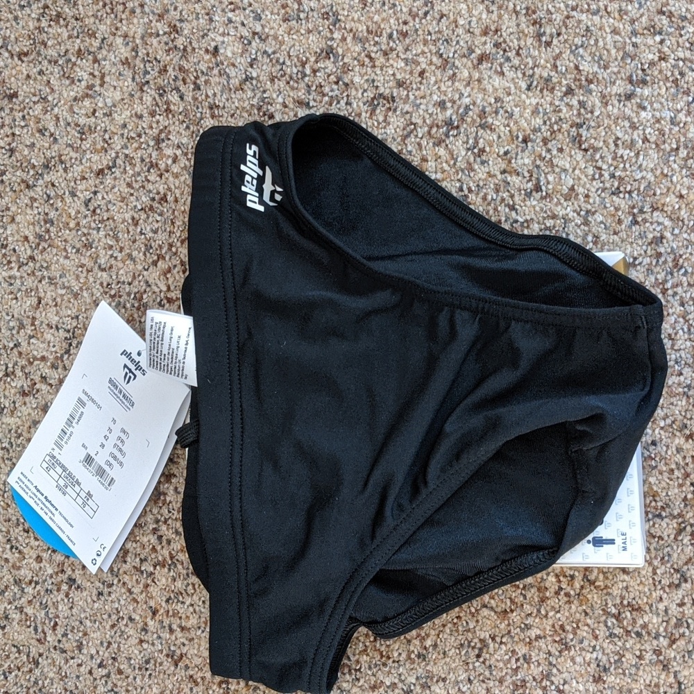 Men's Phelps Team Competition 8CM Brief Black.  Size 28.
